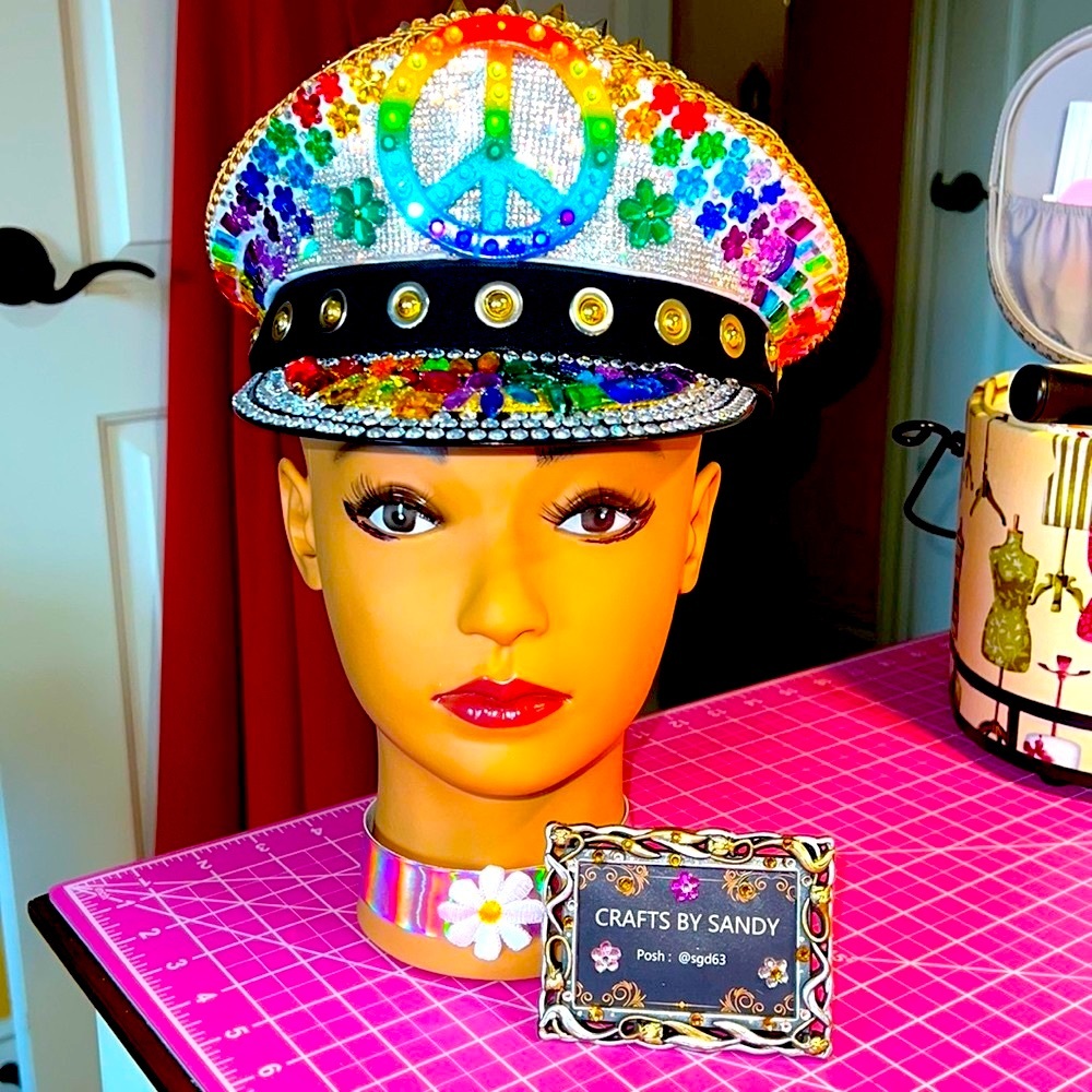 Peace & Love Rave Hat by Crafts by Sandy